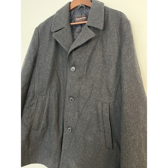 Michael‎ Kors Coat Men’s L Large Gray Wool Blend Jacket Button Up - Picture 2 of 8